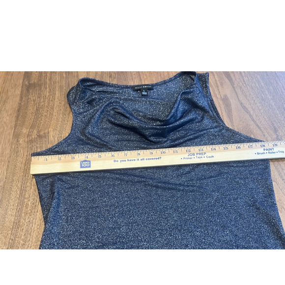 Willi Smith Large Metallic Blouse Knit Gray Sleeveless - Picture 5 of 7